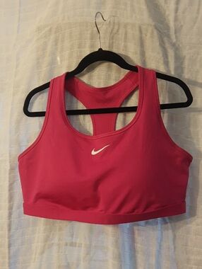 Nike Pink Racerback Sports Bra with White Swoosh